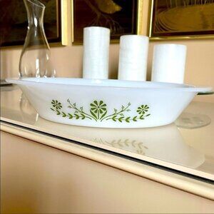 Glasbake oval milk glass casserole dish